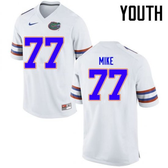 Youth Florida Gators #77 Andrew Mike NCAA Nike White Authentic Stitched College Football Jersey CNB3462BH